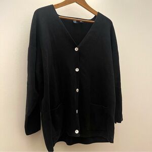 Vintage GAP Soft Black Drop Shoulder 100% Cotton 90s VNeck Cardigan M